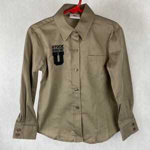 NEW Cruel Girl Button Down Shirt Stock Show U Khaki Tan Girls Size XS